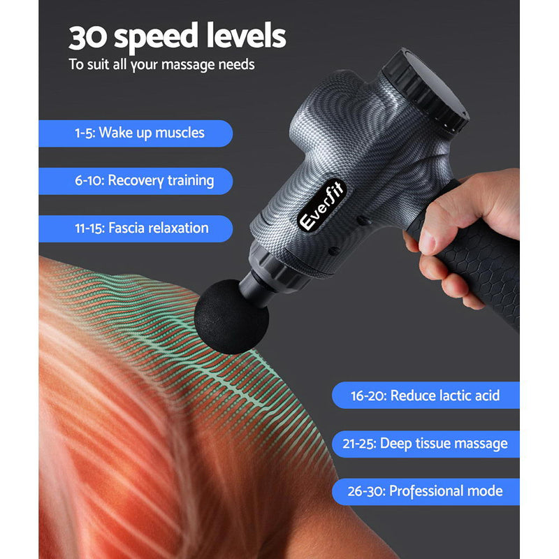 Everfit Massage Gun 6 Heads Vibration Massager Muscle Percussion Tissue Therapy