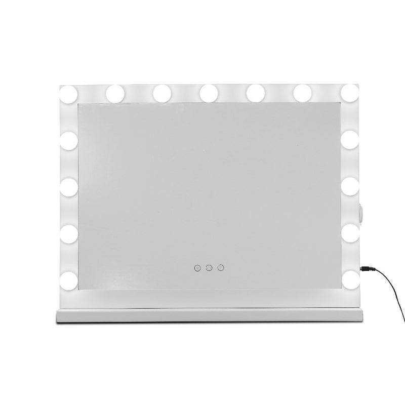 Embellir Makeup Mirror With Light Hollywood 15 LED Bulbs Vanity Lighted White 58cm x 46cm