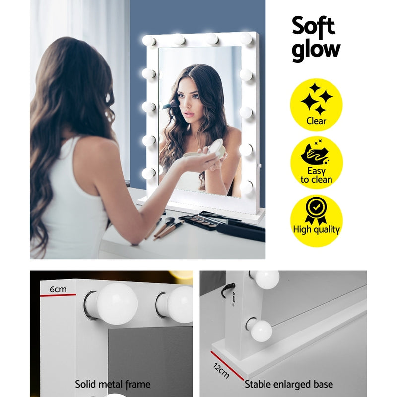 Make Up Mirror with LED Lights - White