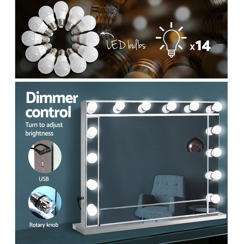 Make Up Mirror with LED Lights - Silver