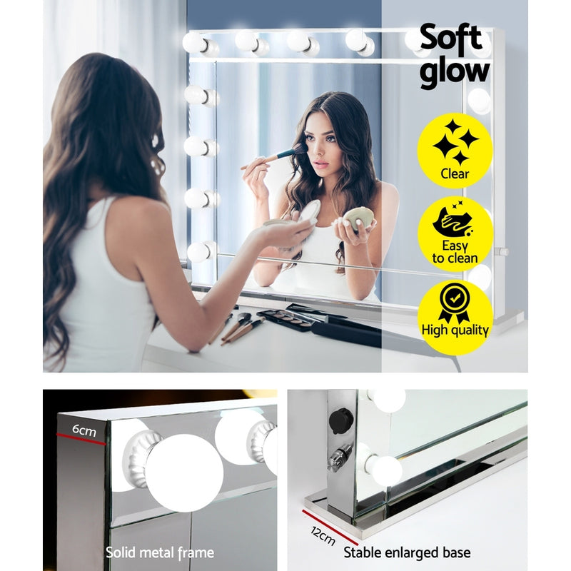 Make Up Mirror with LED Lights - Silver