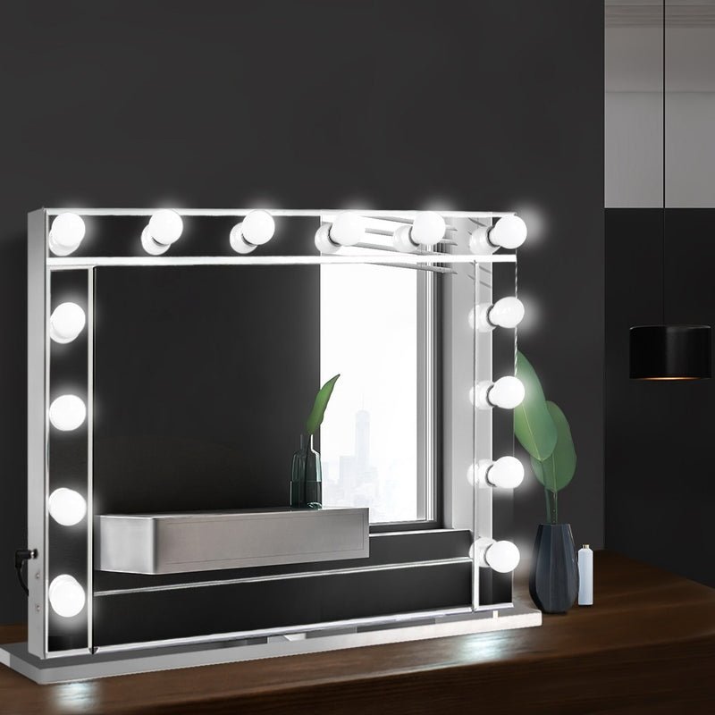 Make Up Mirror with LED Lights - Silver