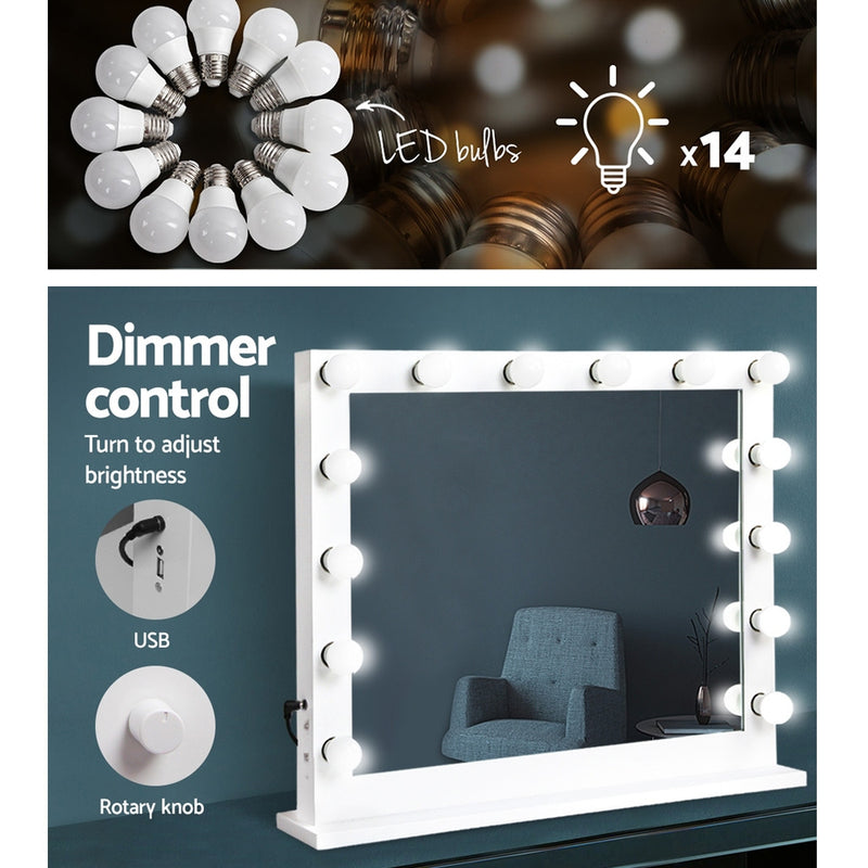 Make Up Mirror with LED Lights - White