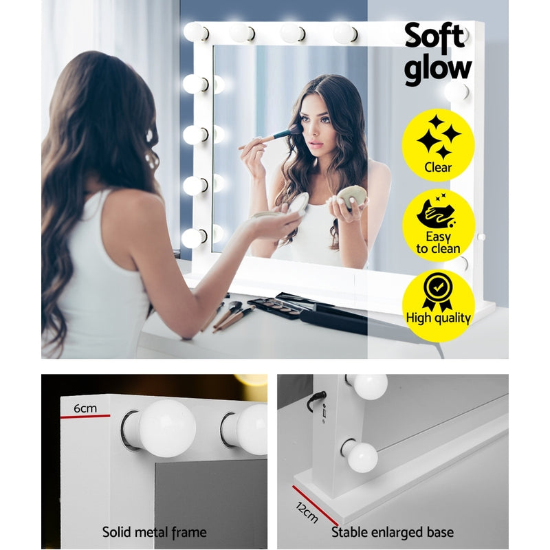 Make Up Mirror with LED Lights - White