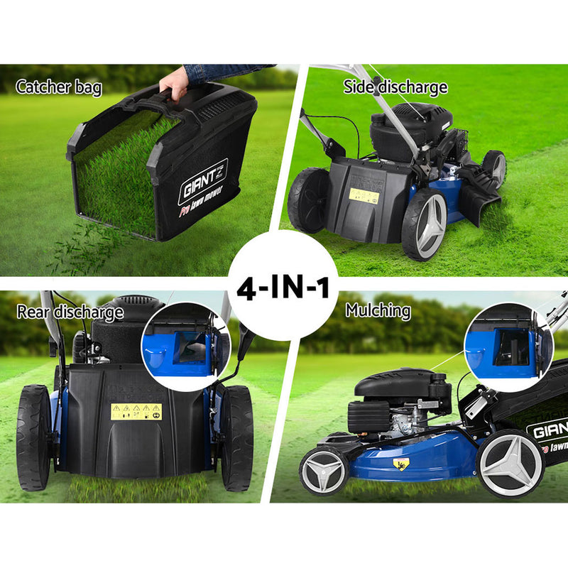 Lawn Mower Self Propelled 21" 220cc 4 Stroke Petrol Mower Grass Catch