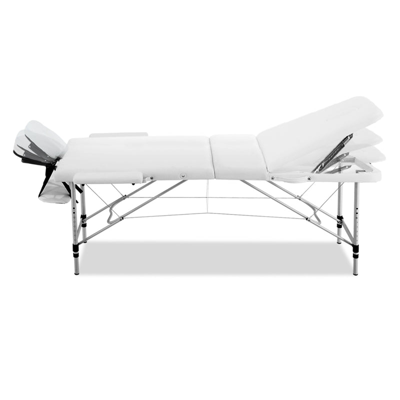 Zenses 3 Fold Portable Aluminium Massage Table - White