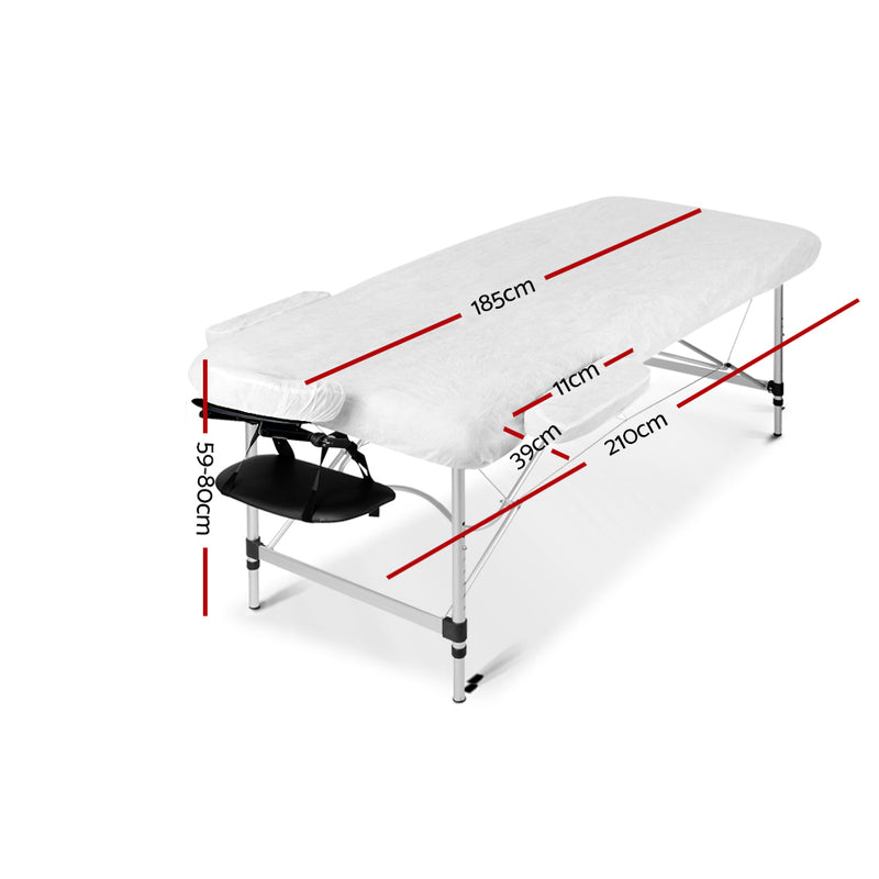 Zenses 3 Fold Portable Aluminium Massage Table - Green & Black