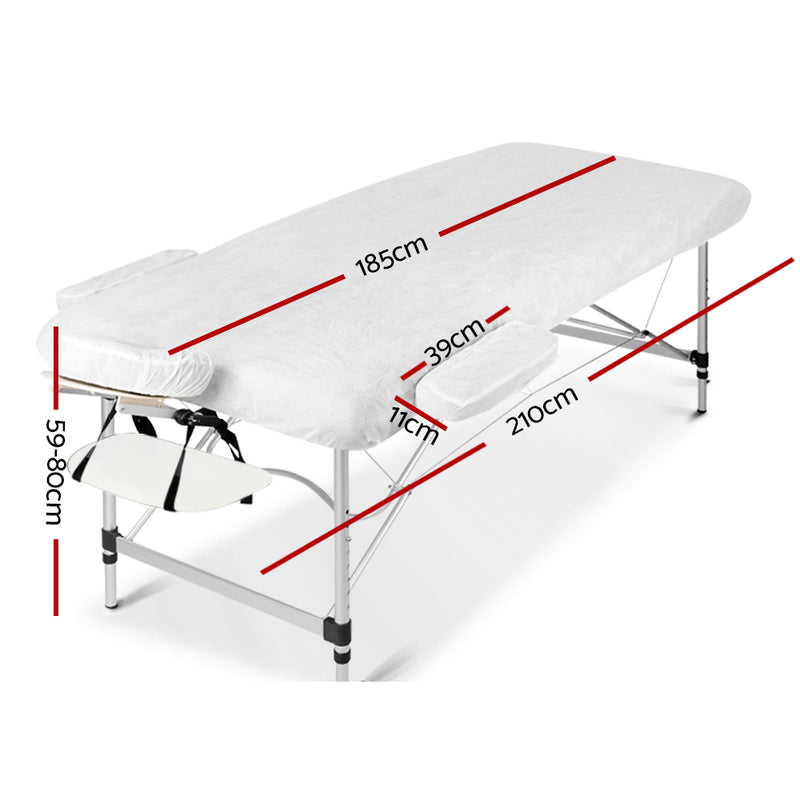 Zenses 3 Fold Portable Aluminium Massage Table - Black & White