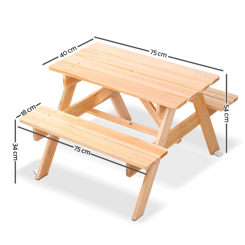 Kids Wooden Picnic Table Set with Umbrella