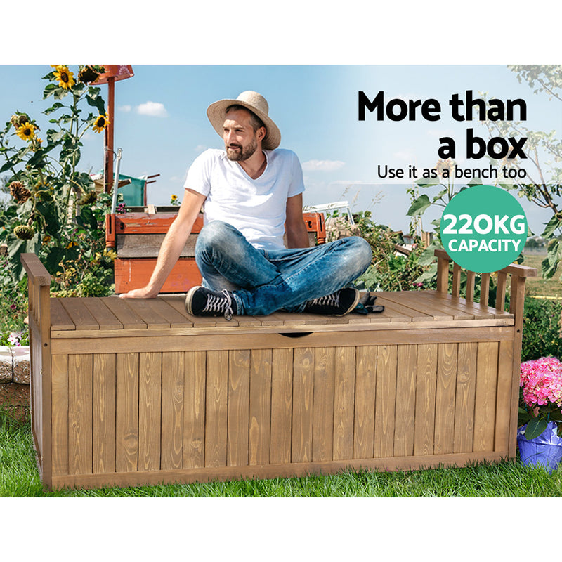 Outdoor Storage Box Wooden Garden Bench 128.5cm Chest Tool Toy Sheds XL