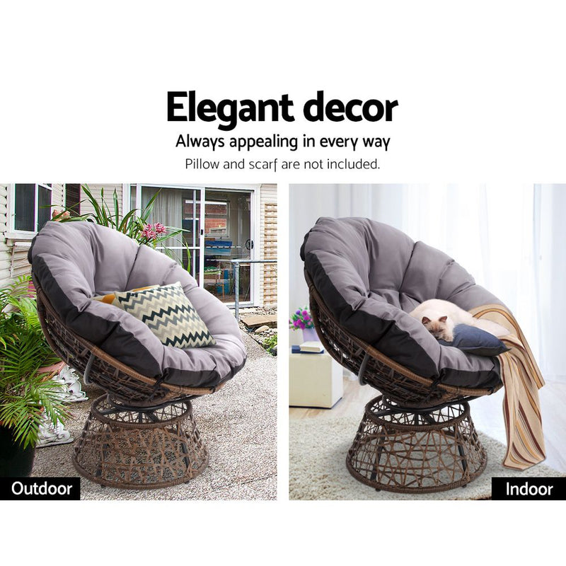 Papasan Chair and Side Table - Brown