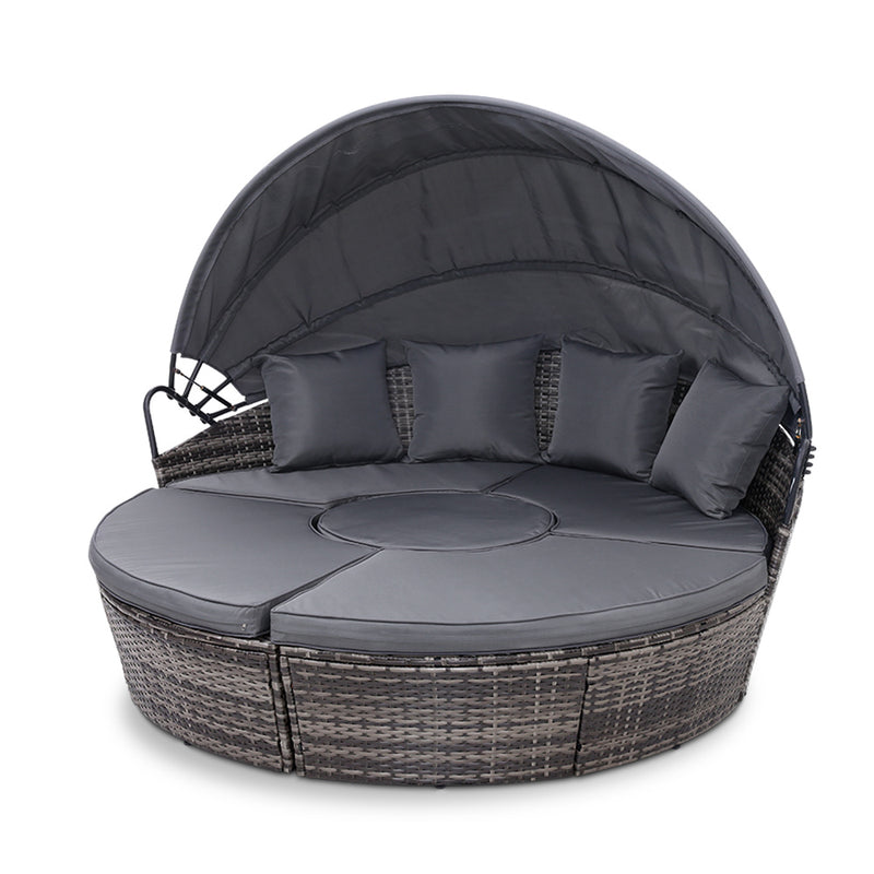 Outdoor Lounge Setting Sofa Patio Furniture Wicker Garden Rattan Set Day Bed Grey