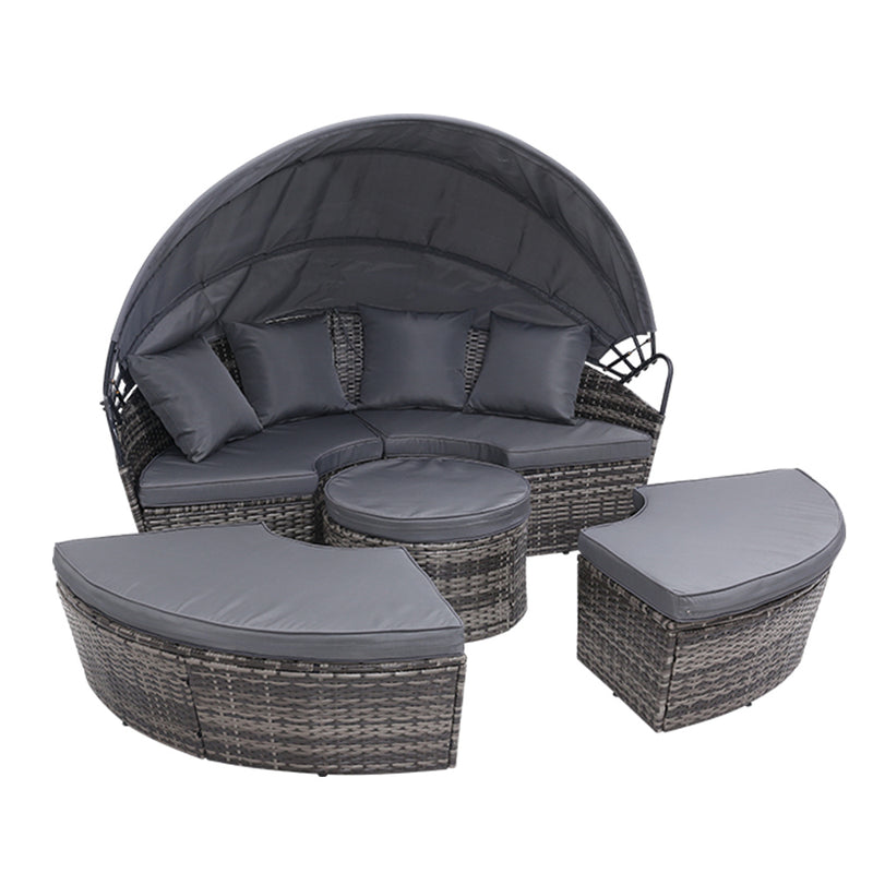 Outdoor Lounge Setting Sofa Patio Furniture Wicker Garden Rattan Set Day Bed Grey