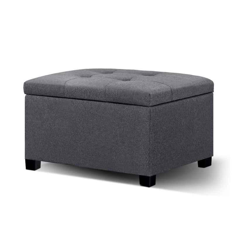 Storage Ottoman Blanket Box Linen Foot Stool Chest Couch Bench Toy Rest