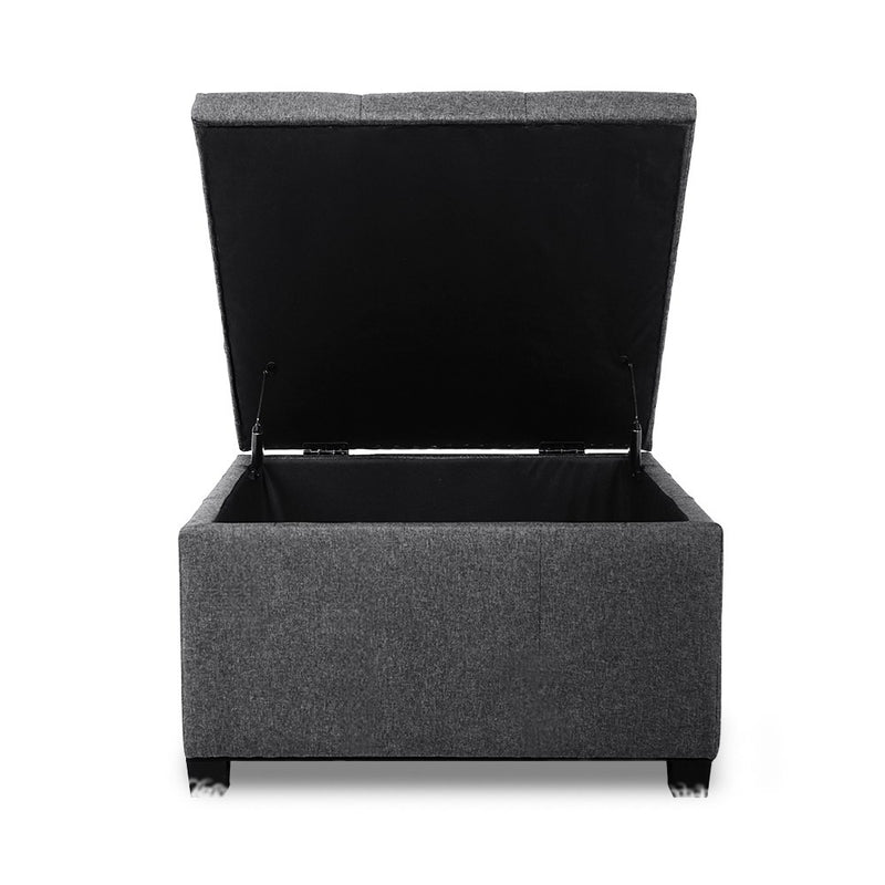 Storage Ottoman Blanket Box Linen Foot Stool Chest Couch Bench Toy Rest