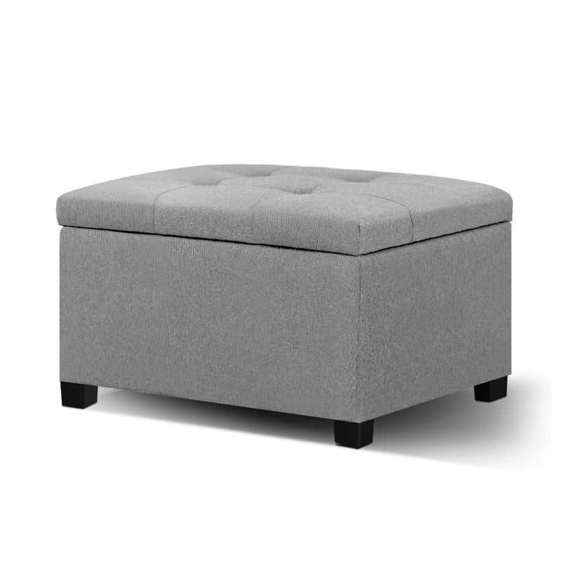 Storage Ottoman Blanket Box Linen Foot Stool Chest Couch Bench Toy Grey