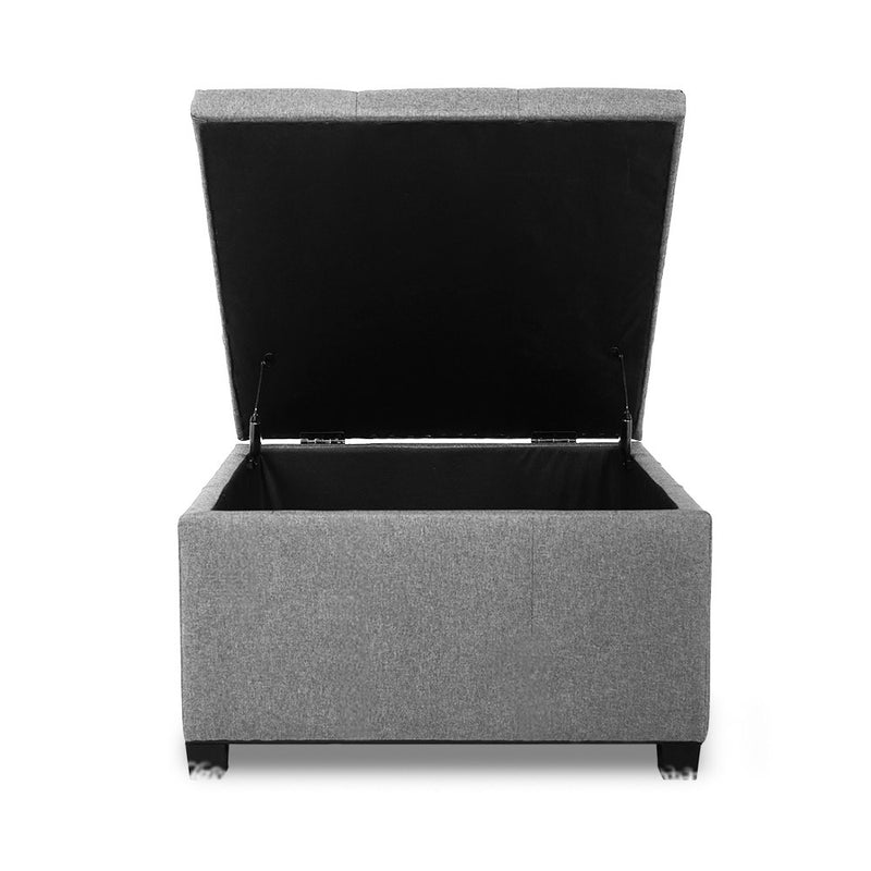 Storage Ottoman Blanket Box Linen Foot Stool Chest Couch Bench Toy Grey