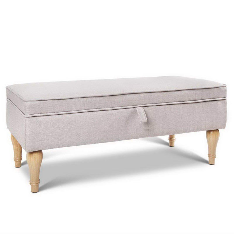 Fabric Storage Ottoman - Beige