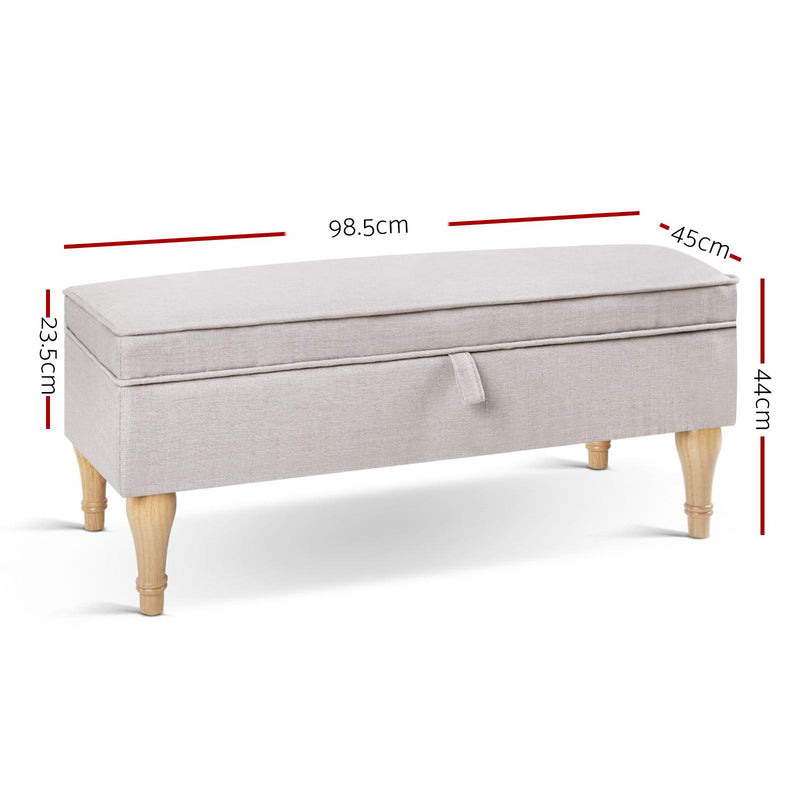 Fabric Storage Ottoman - Beige