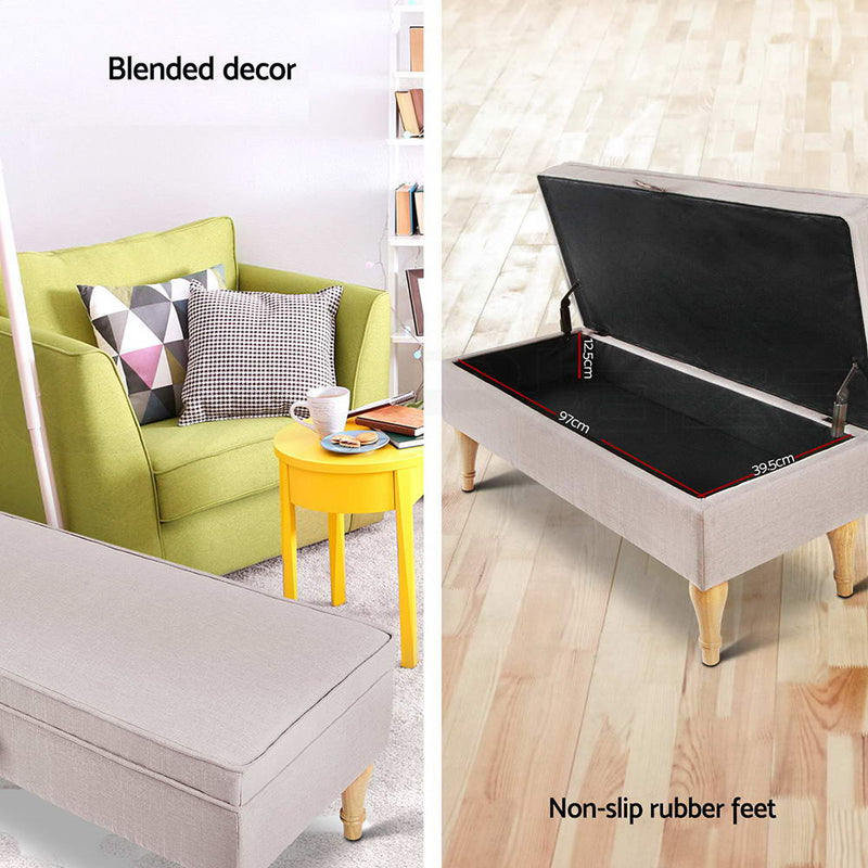 Fabric Storage Ottoman - Beige