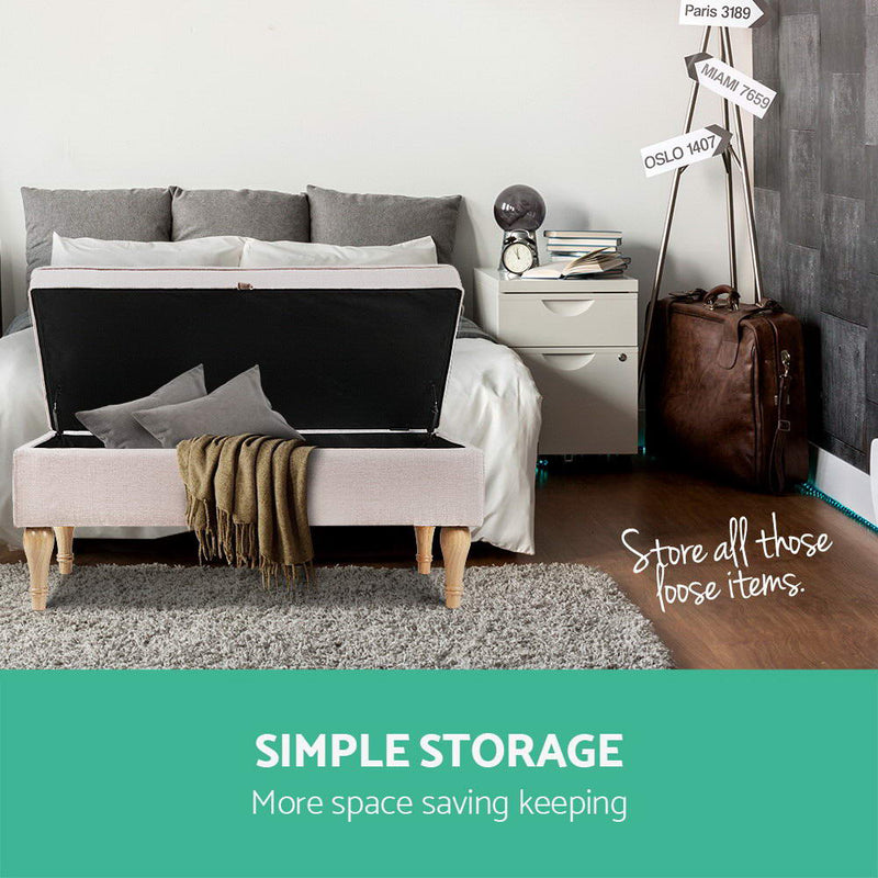 Fabric Storage Ottoman - Beige