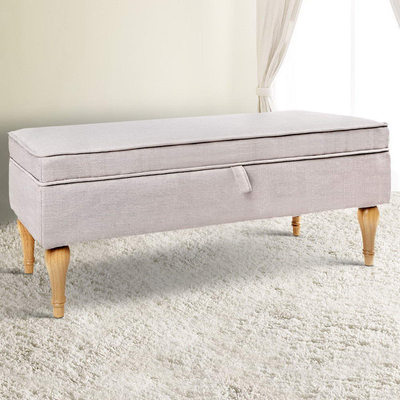 Fabric Storage Ottoman - Beige