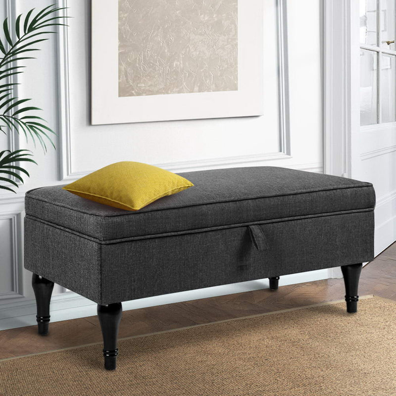 Fabric Storage Ottoman - Grey