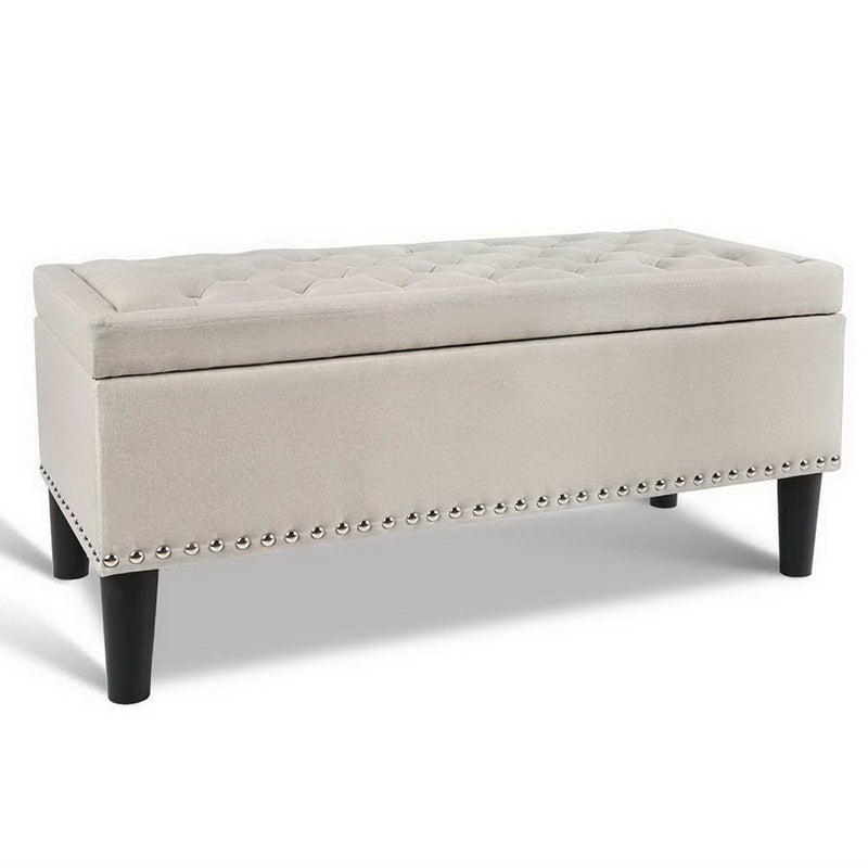 Fabric Storage Ottoman - Taupe