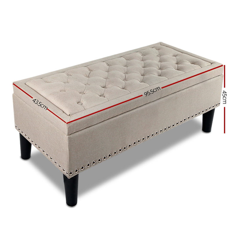 Fabric Storage Ottoman - Taupe