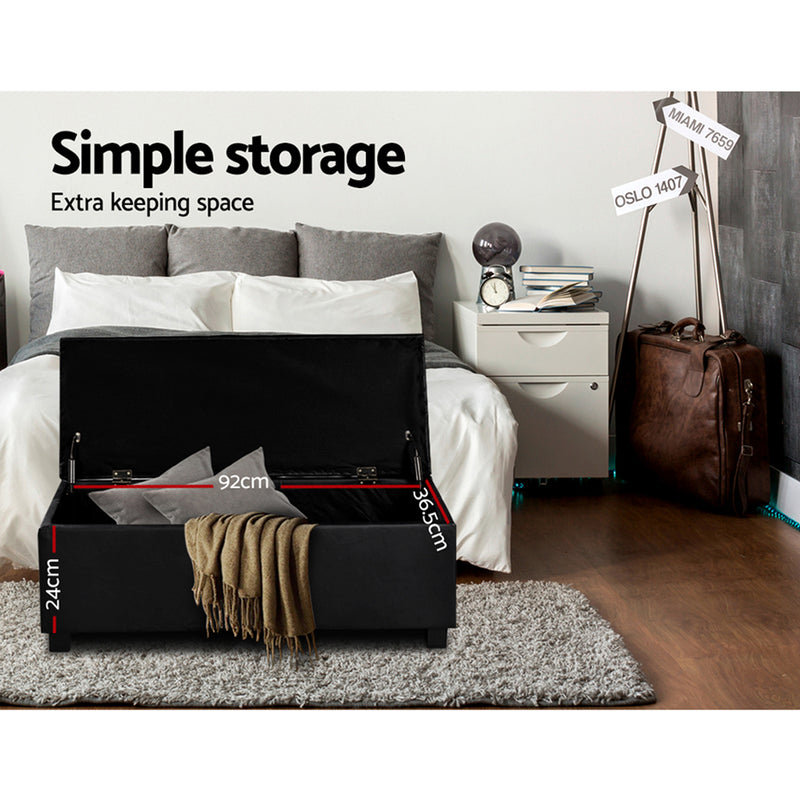 PU Leather Storage Ottoman - Black