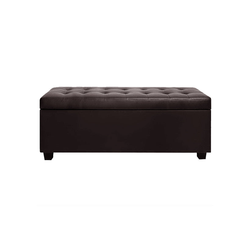 PU Leather Storage Ottoman - Brown