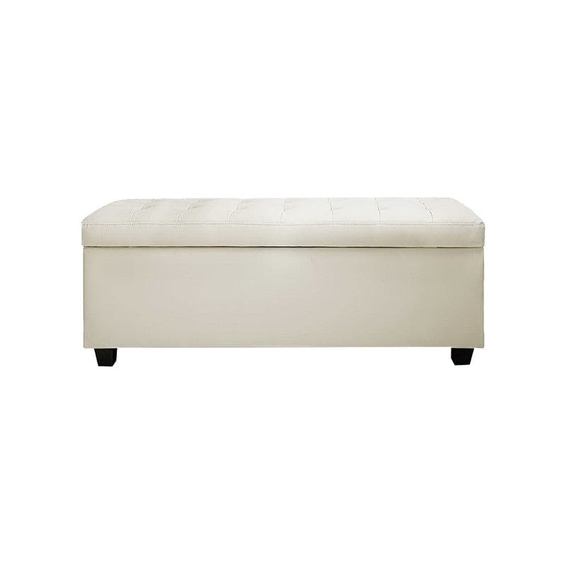 PU Leather Storage Ottoman - Cream