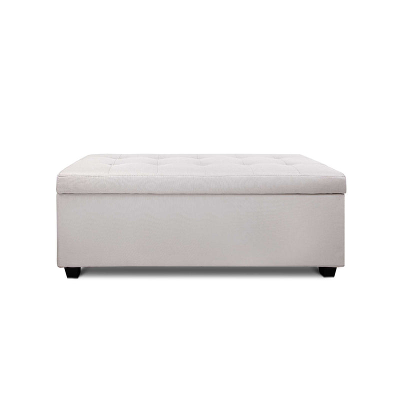 Large Fabric Storage Ottoman - Beige