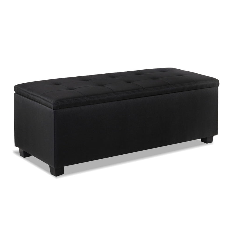 Large Fabric Storage Ottoman - Black