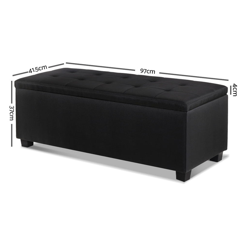 Large Fabric Storage Ottoman - Black