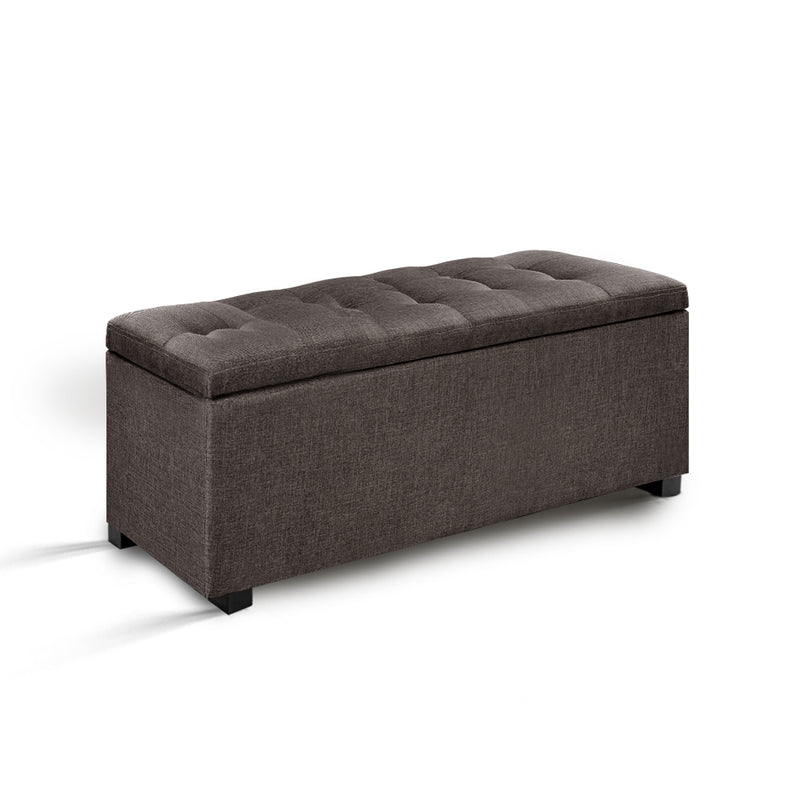 Large Fabric Storage Ottoman - Brown