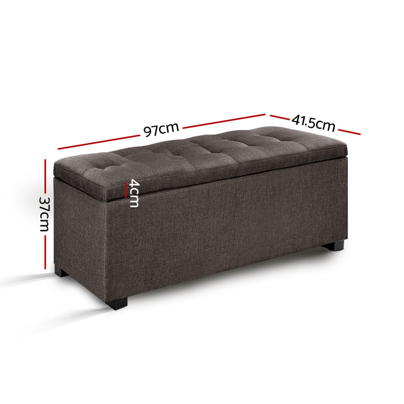 Large Fabric Storage Ottoman - Brown