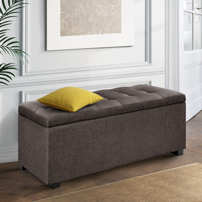 Large Fabric Storage Ottoman - Brown