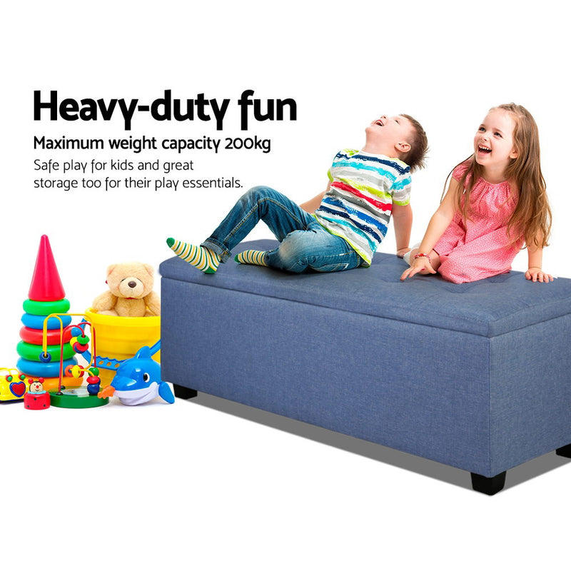 Premium Storage Ottoman - Blue