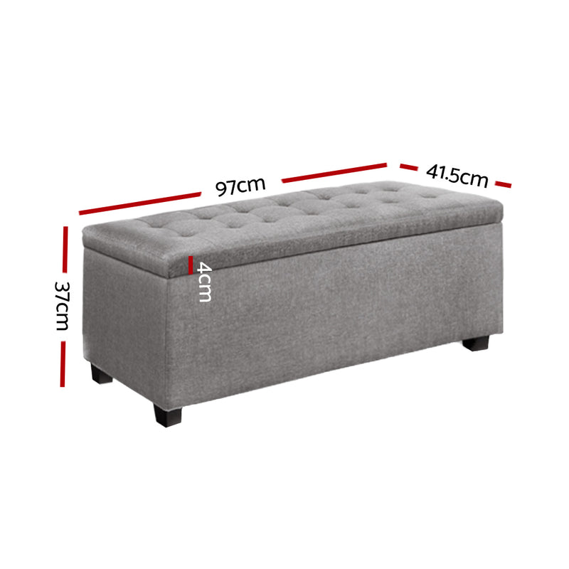 Large Fabric Storage Ottoman - Light Grey