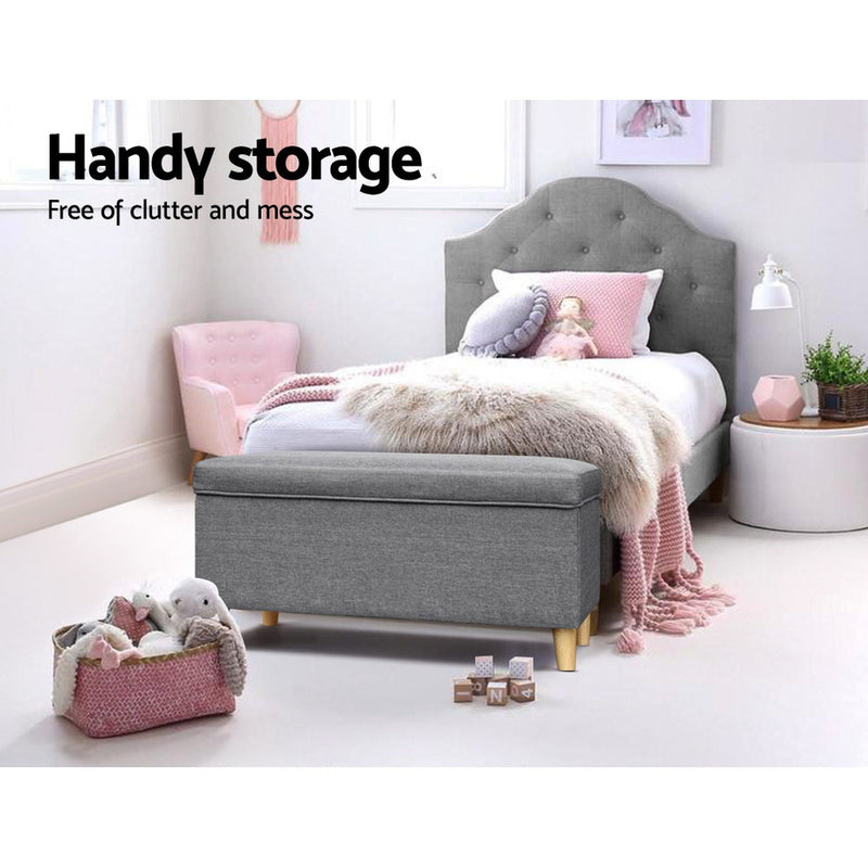 Storage Ottoman Kids Foot Stool Blanket Box Toy Sofa Chair Bed Fabric GY