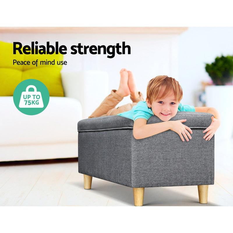 Storage Ottoman Kids Foot Stool Blanket Box Toy Sofa Chair Bed Fabric GY