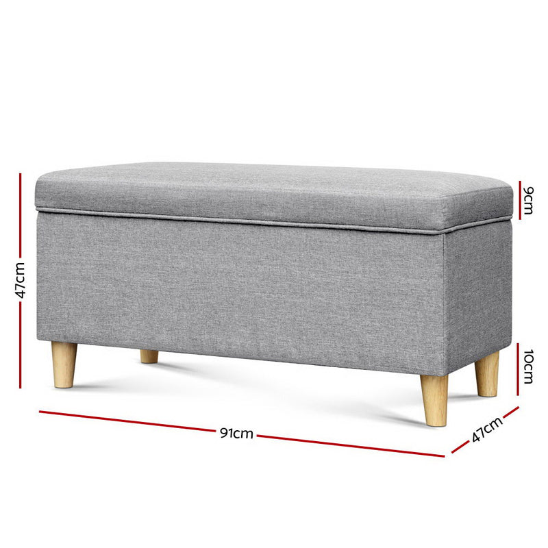 Storage Ottoman Blanket Box Toy Chest Kids Foot Stool Couch Light Grey