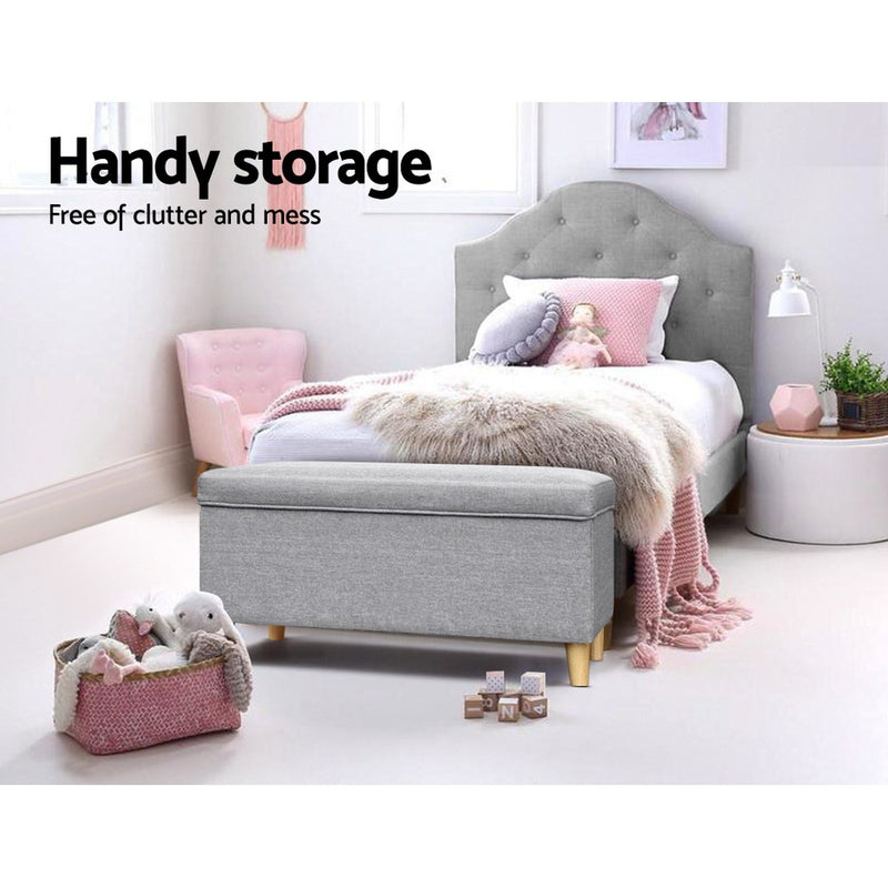 Storage Ottoman Blanket Box Toy Chest Kids Foot Stool Couch Light Grey