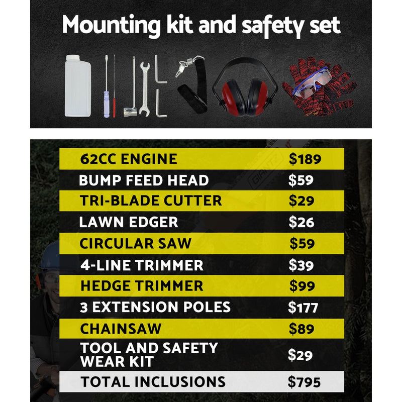 62cc 9 in 1 Multi Use Chainsaw