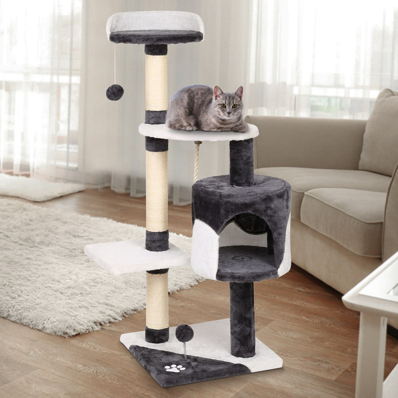 i.Pet Cat Tree 112cm Trees Scratching Post Scratcher Tower Condo House Furniture Wood