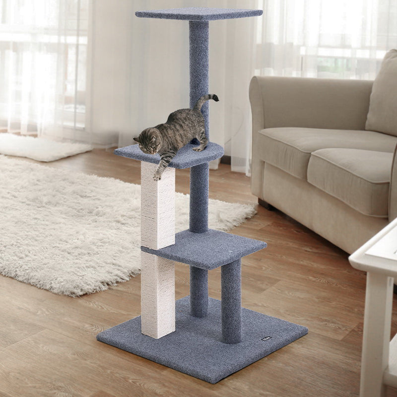 i.Pet Cat Tree 124cm Trees Scratching Post Scratcher Tower Condo House Furniture Wood Steps