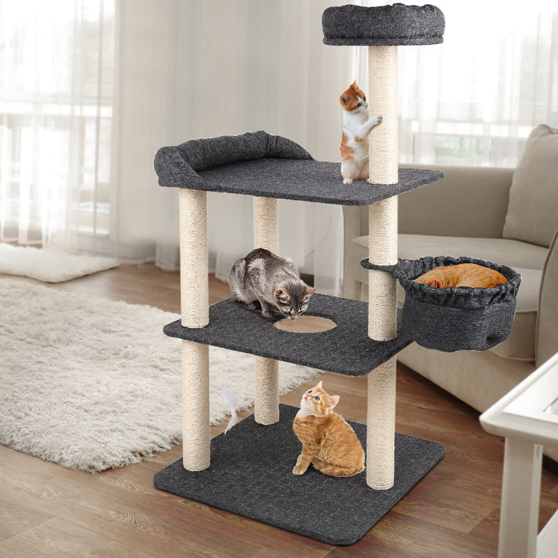 i.Pet Cat Tree 132cm Trees Scratching Post Scratcher Tower Condo House Furniture Wood