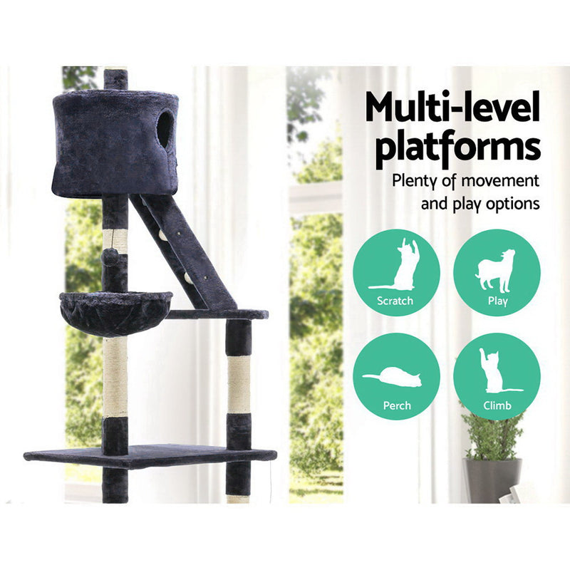 i.Pet Cat Tree 260cm Trees Scratching Post Scratcher Tower Condo House Furniture Wood Blue