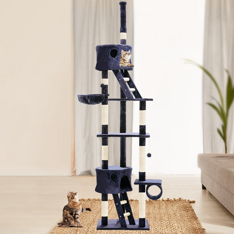 i.Pet Cat Tree 260cm Trees Scratching Post Scratcher Tower Condo House Furniture Wood Blue